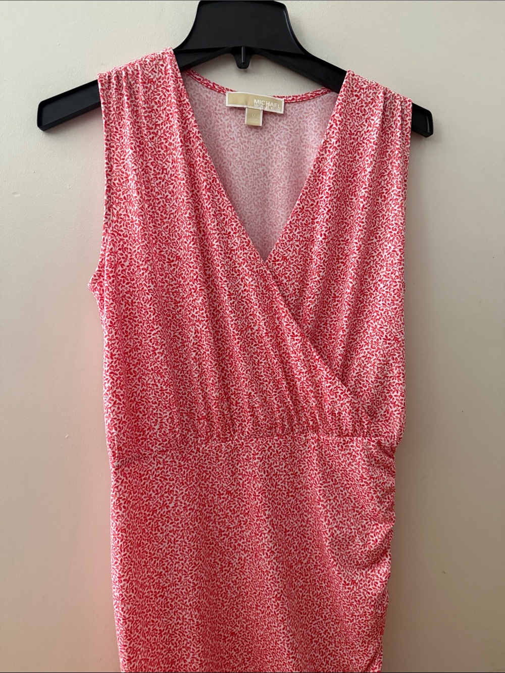 Michael Kors Pink and White Sleeveless Wrap-Style Dress